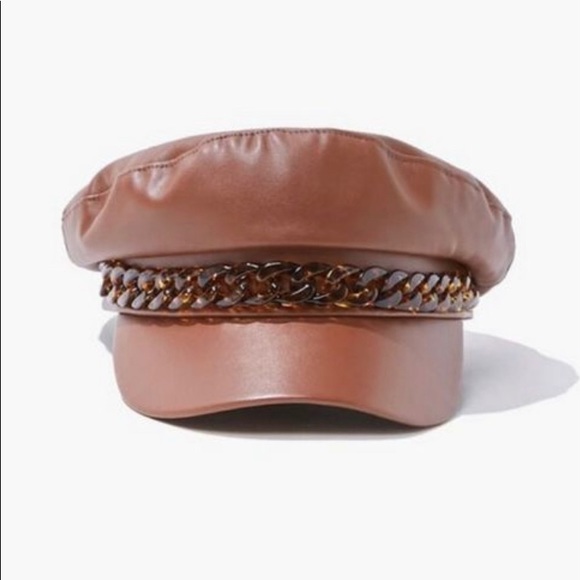 Forever 21 Accessories - Forever 21 Brown Faux Leather Cabbie Hat